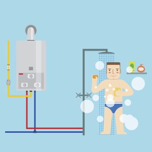 graphic-of-a-tankless-water-heater-and-a-person-in-a-shower